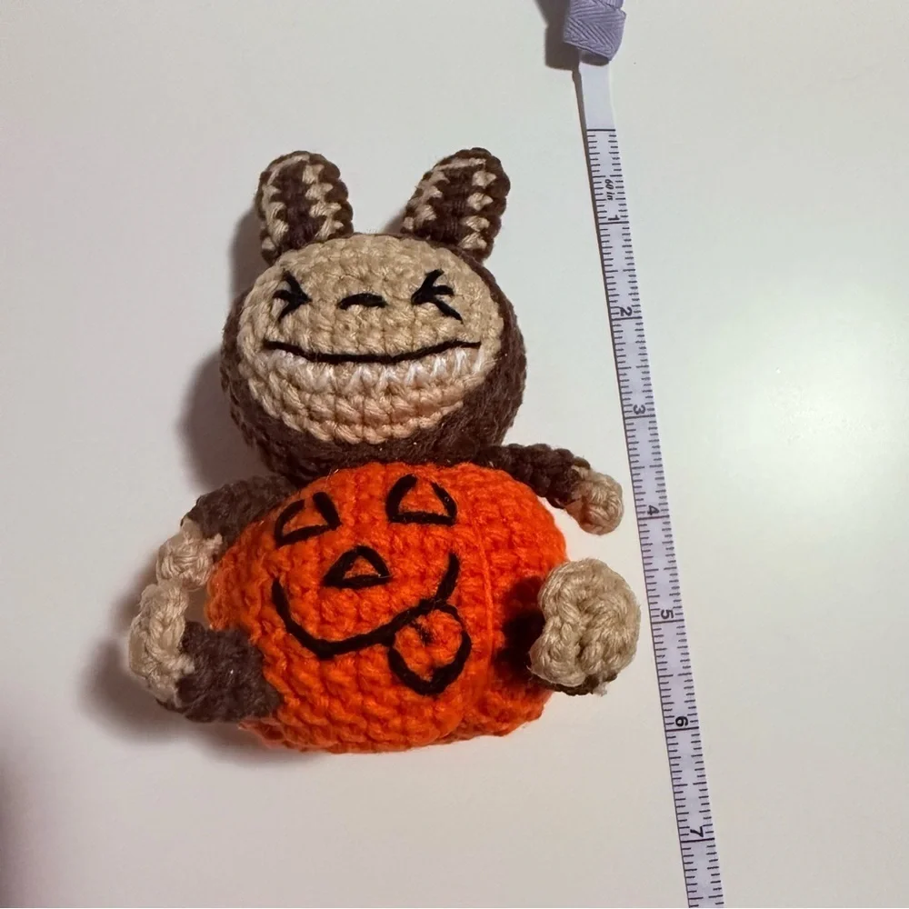 Handmade One of a Kind Labubu with Pumpkin Keychain